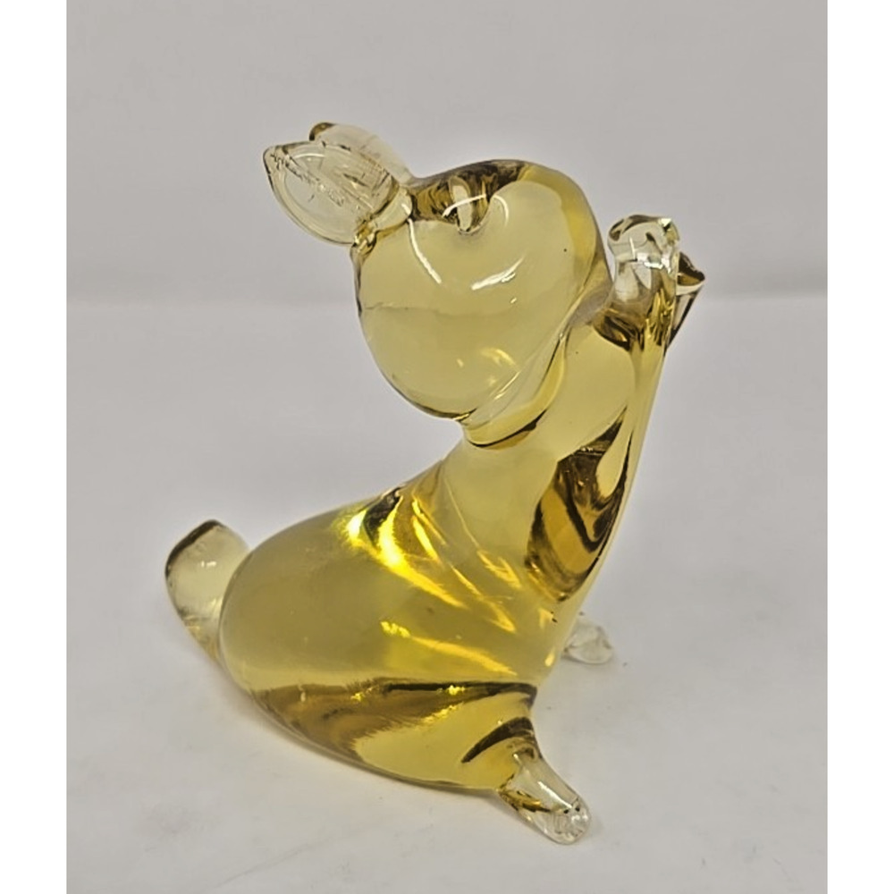 Vtg Art Glass Bunny Rabbit Paperweight Figurine Honey Color U174